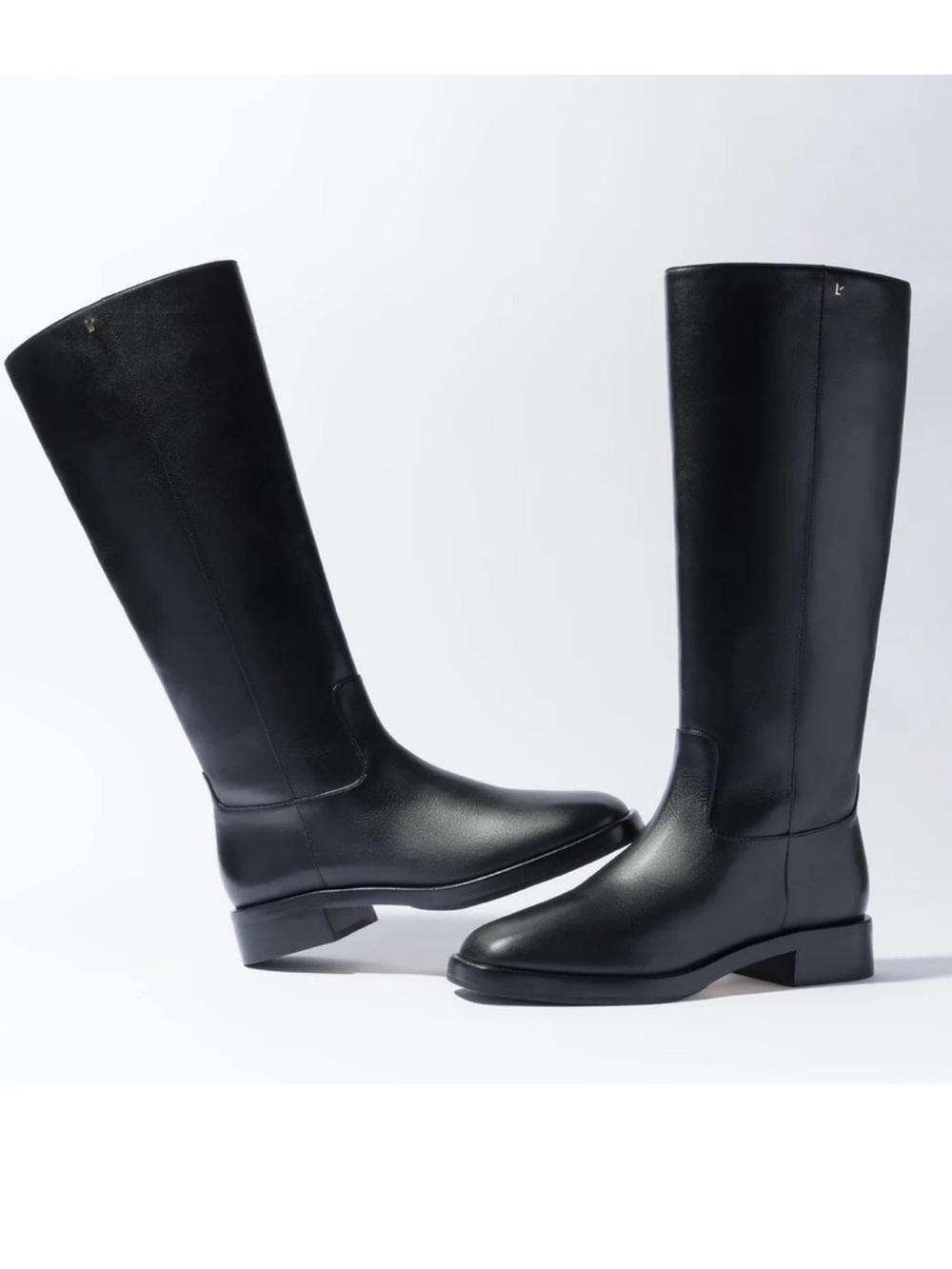 Larroude Women's Tall Black ANNE Leather Boots NEW IN BOX